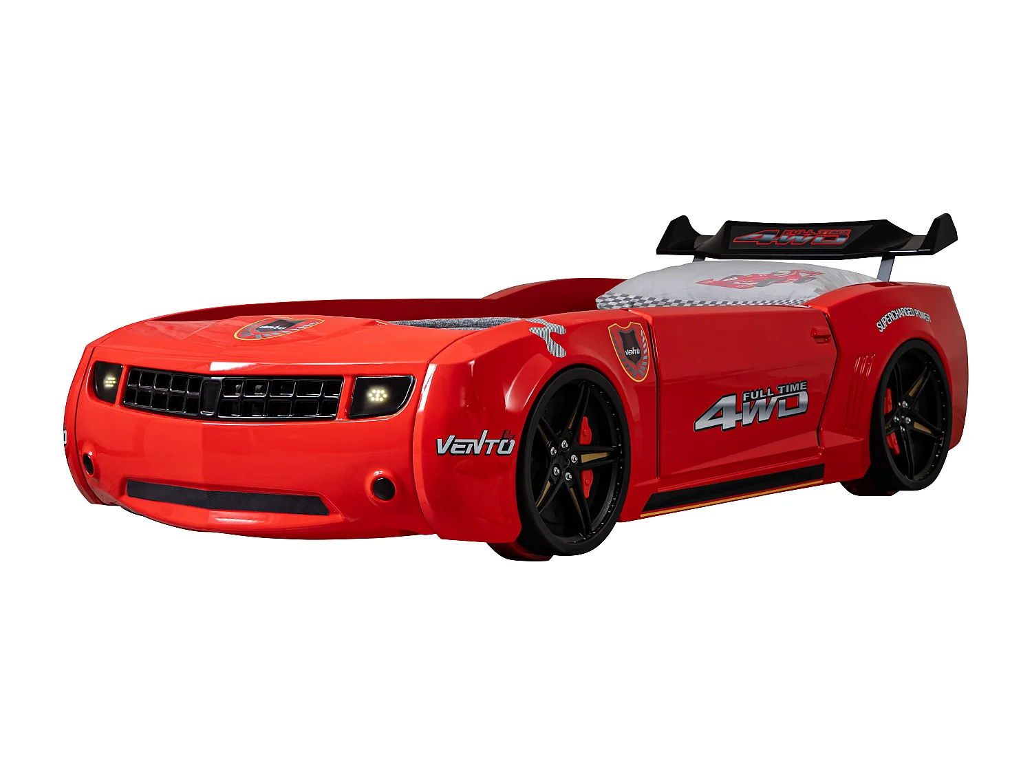 Lit voiture de course rouge avec phares Fusion 90x190