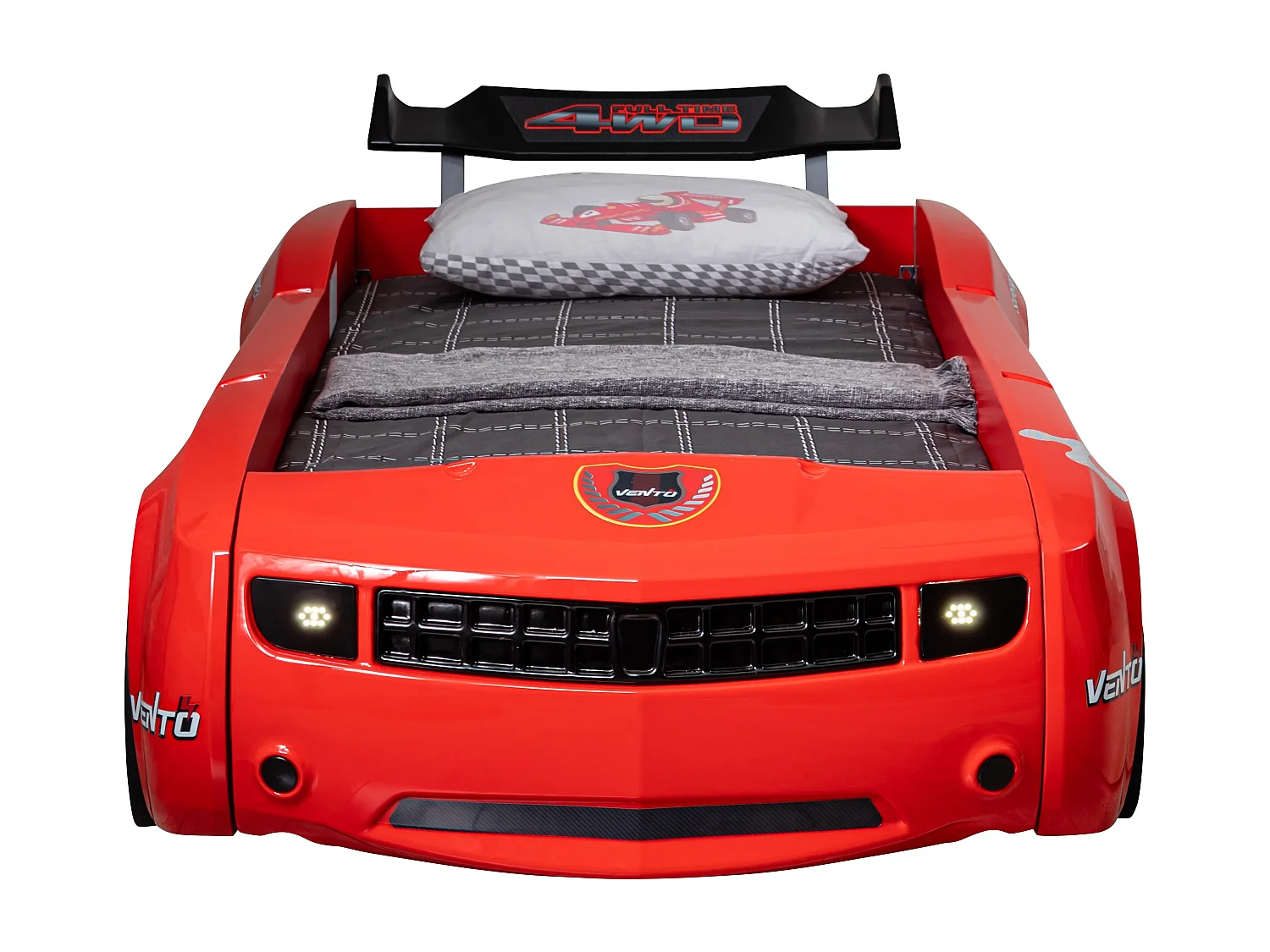 Lit voiture de course rouge avec phares Fusion 90x190