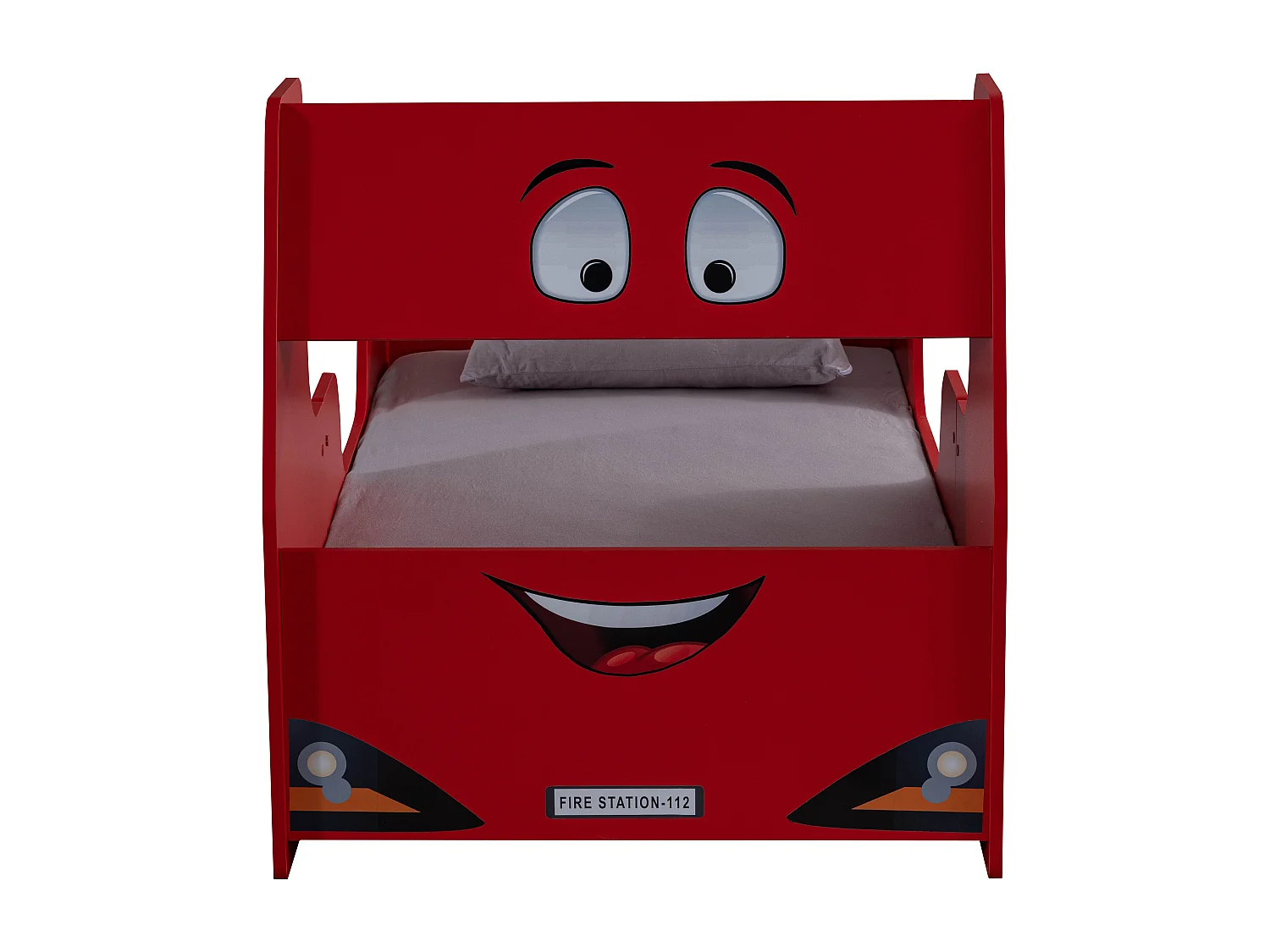 Rood brandweerwagenbed met koplampen 90x190 cm