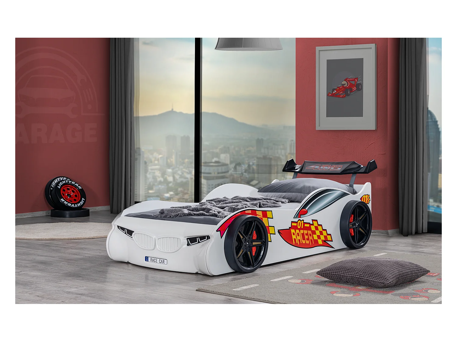 Racer wit sportwagenbed 90x190 cm