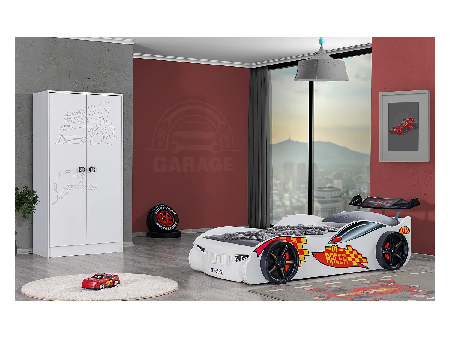 Racer wit sportwagenbed 90x190 cm