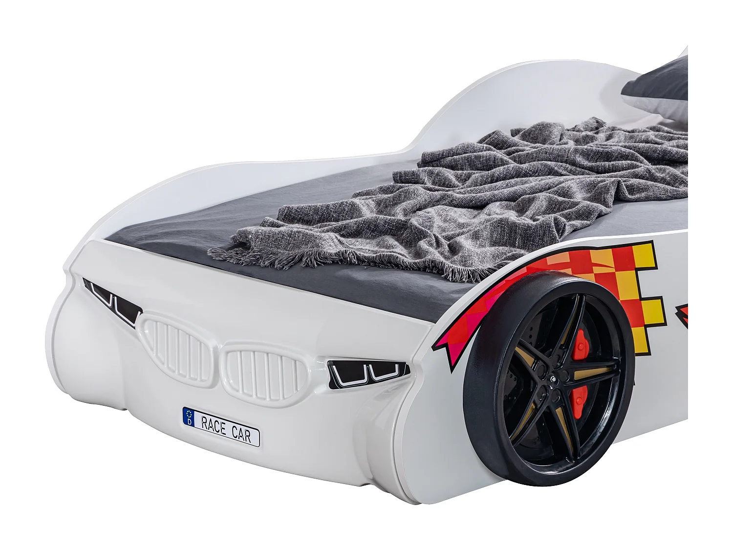 Lit voiture de sport blanc Racer 90x190