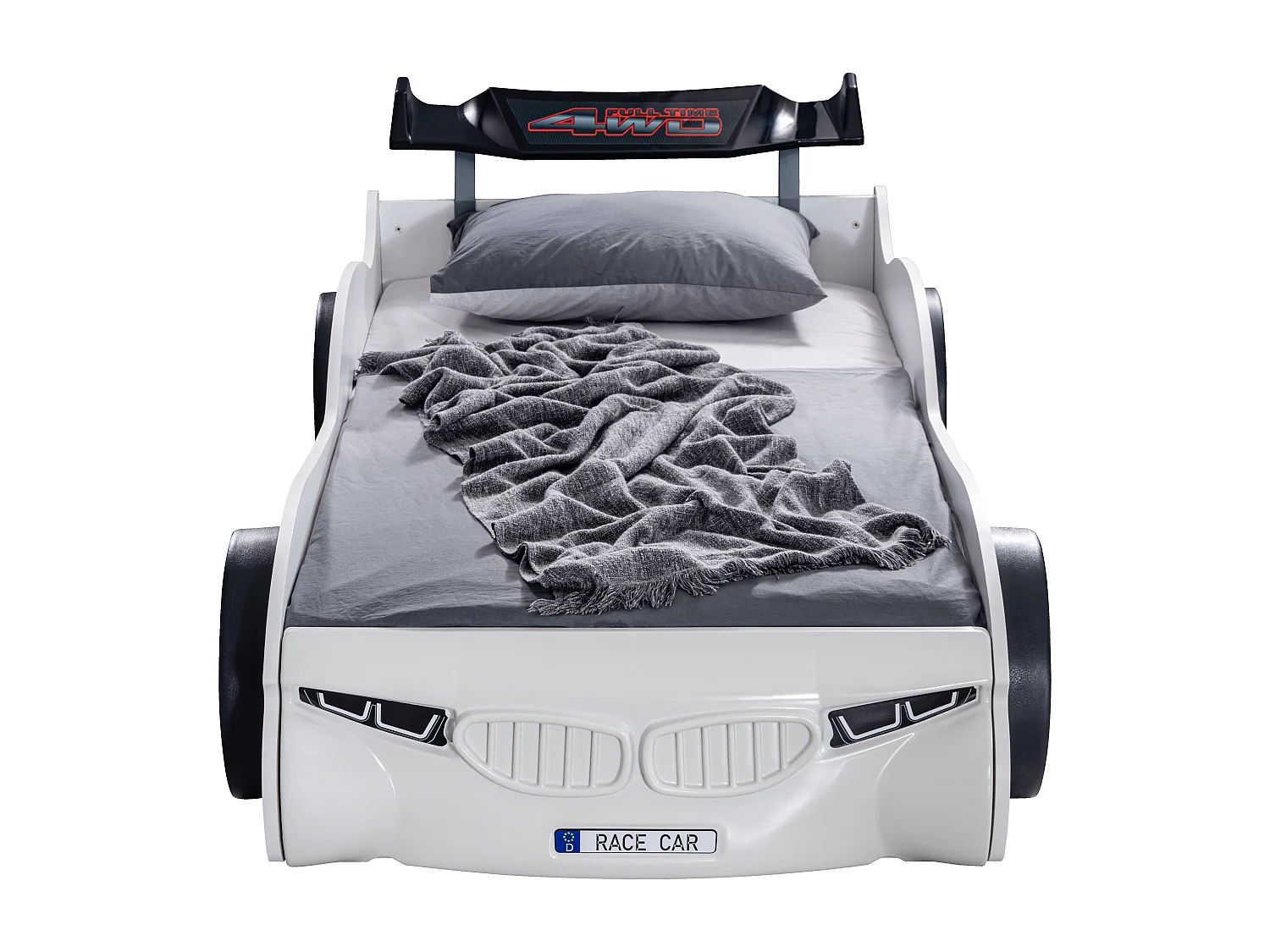 Lit voiture de sport blanc Racer 90x190