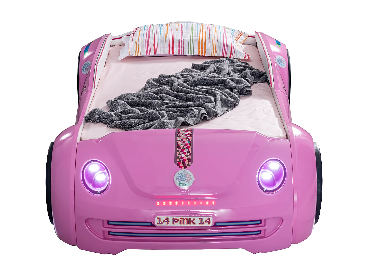 Lit voiture Lover rose à led et bruitage 90x190