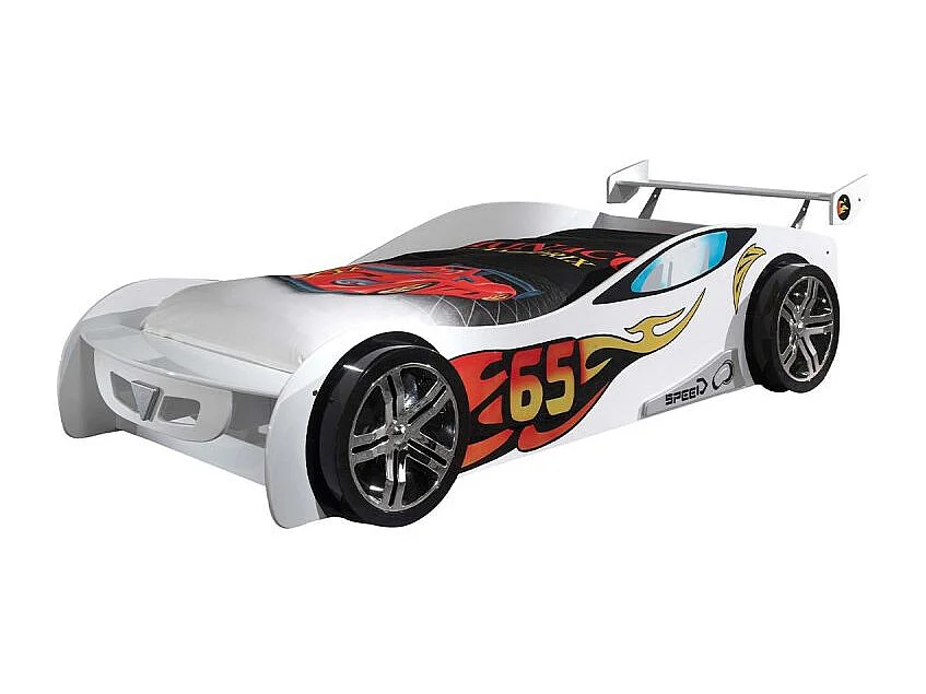 Cama coche de carreras 90x200 cm madera blanca Lemans-