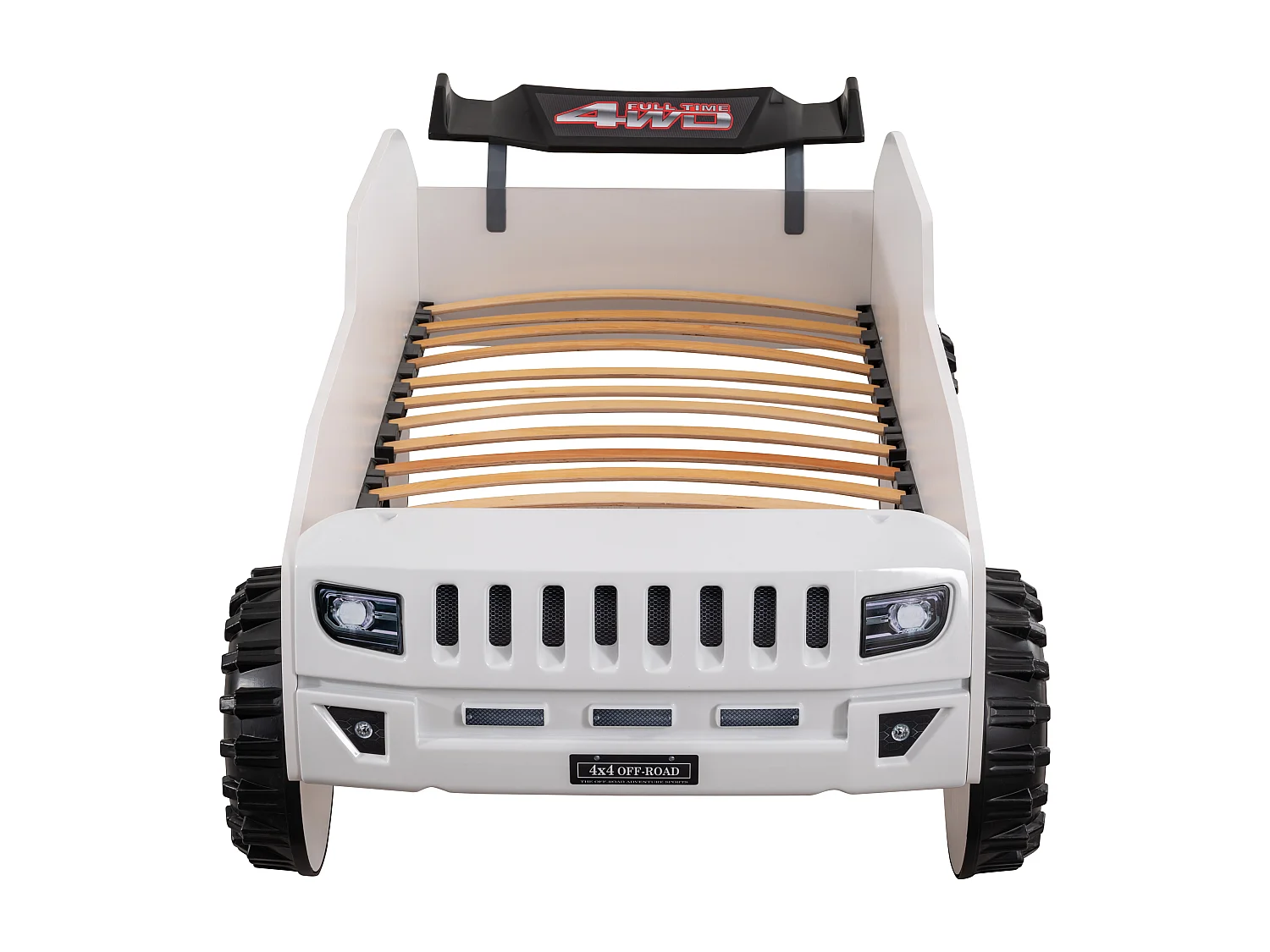Lit enfant jeep blanche tout terrain avec phares