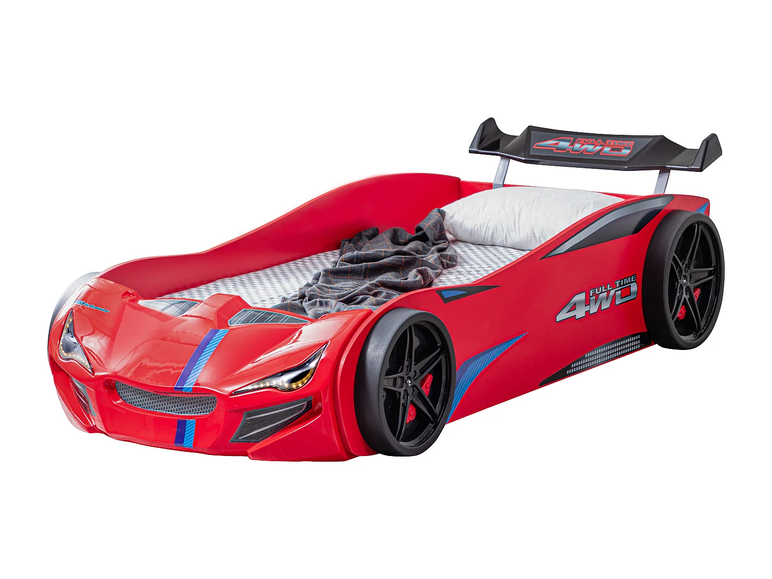 Lit voiture de course avec phares Mustang rouge