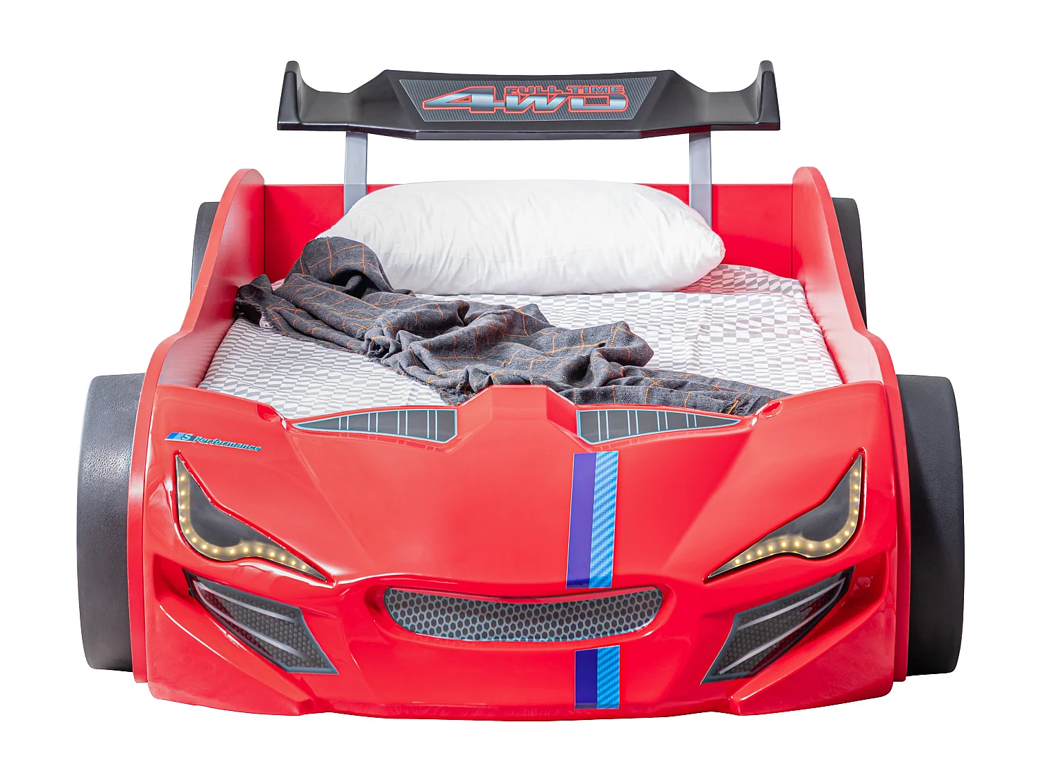 Lit voiture de course avec phares Mustang rouge