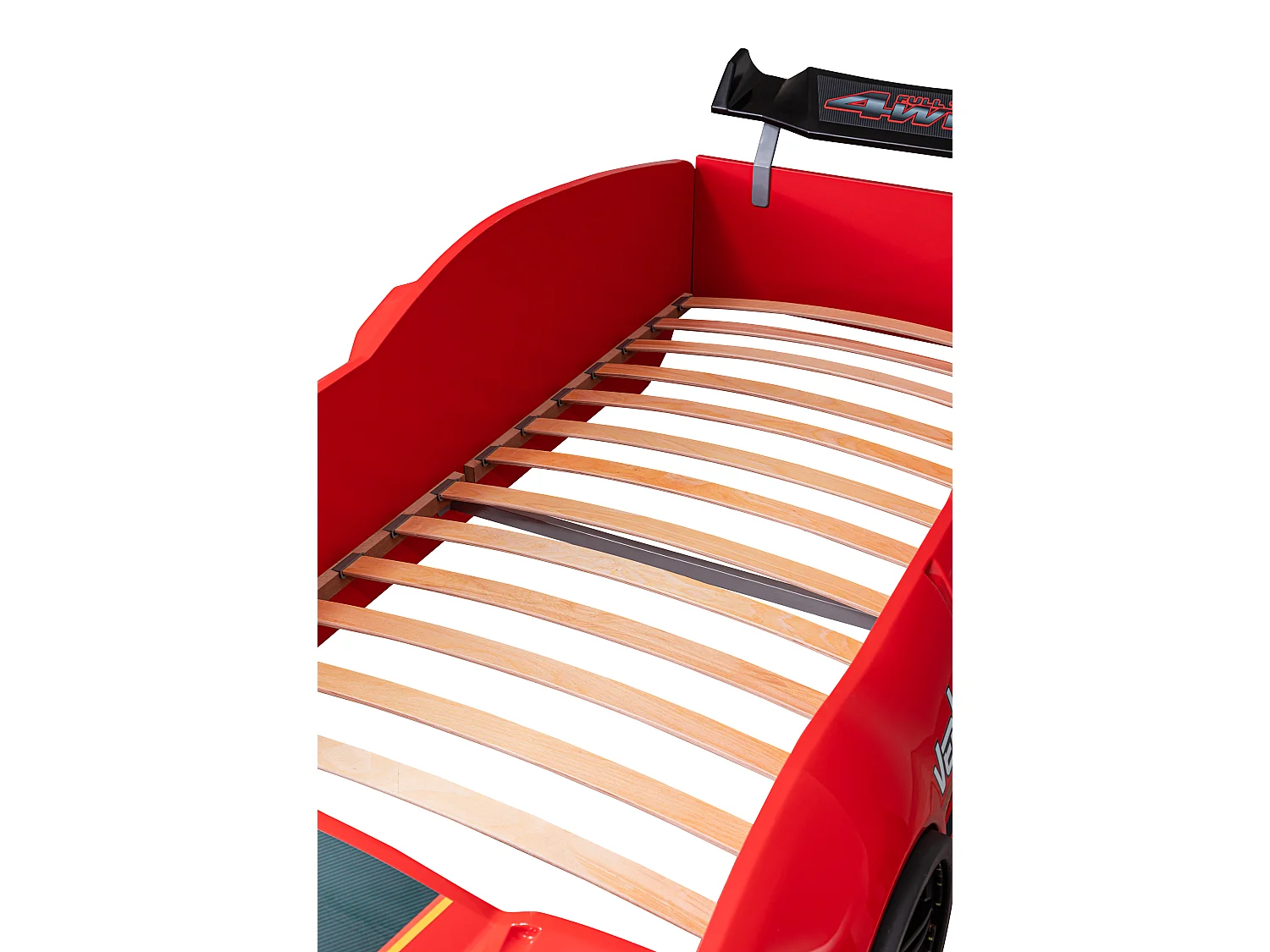 Lit voiture de course MUSTANG avec phares LED – 90x190-Rouge