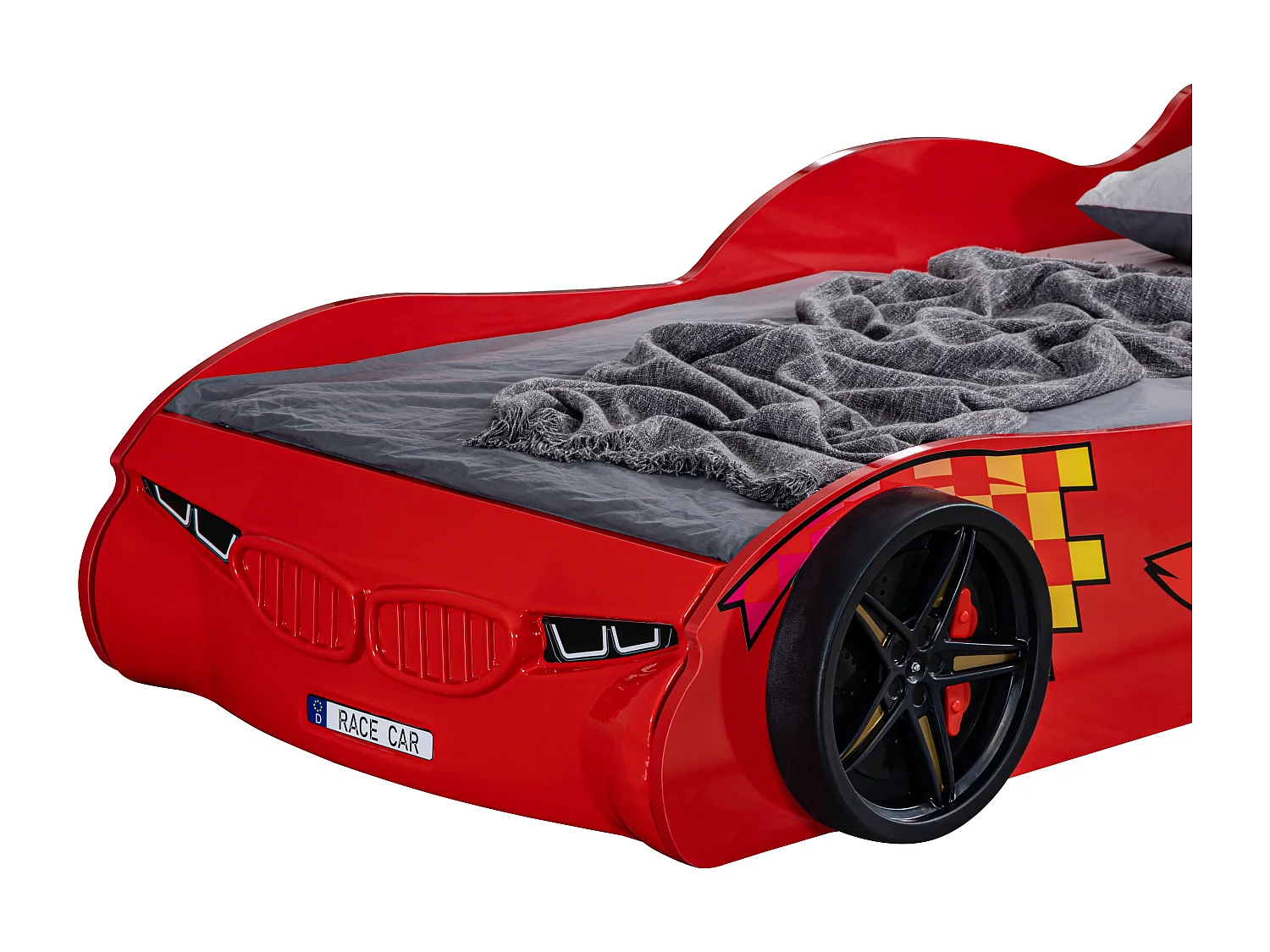 Lit voiture de sport rouge Racer 90x190