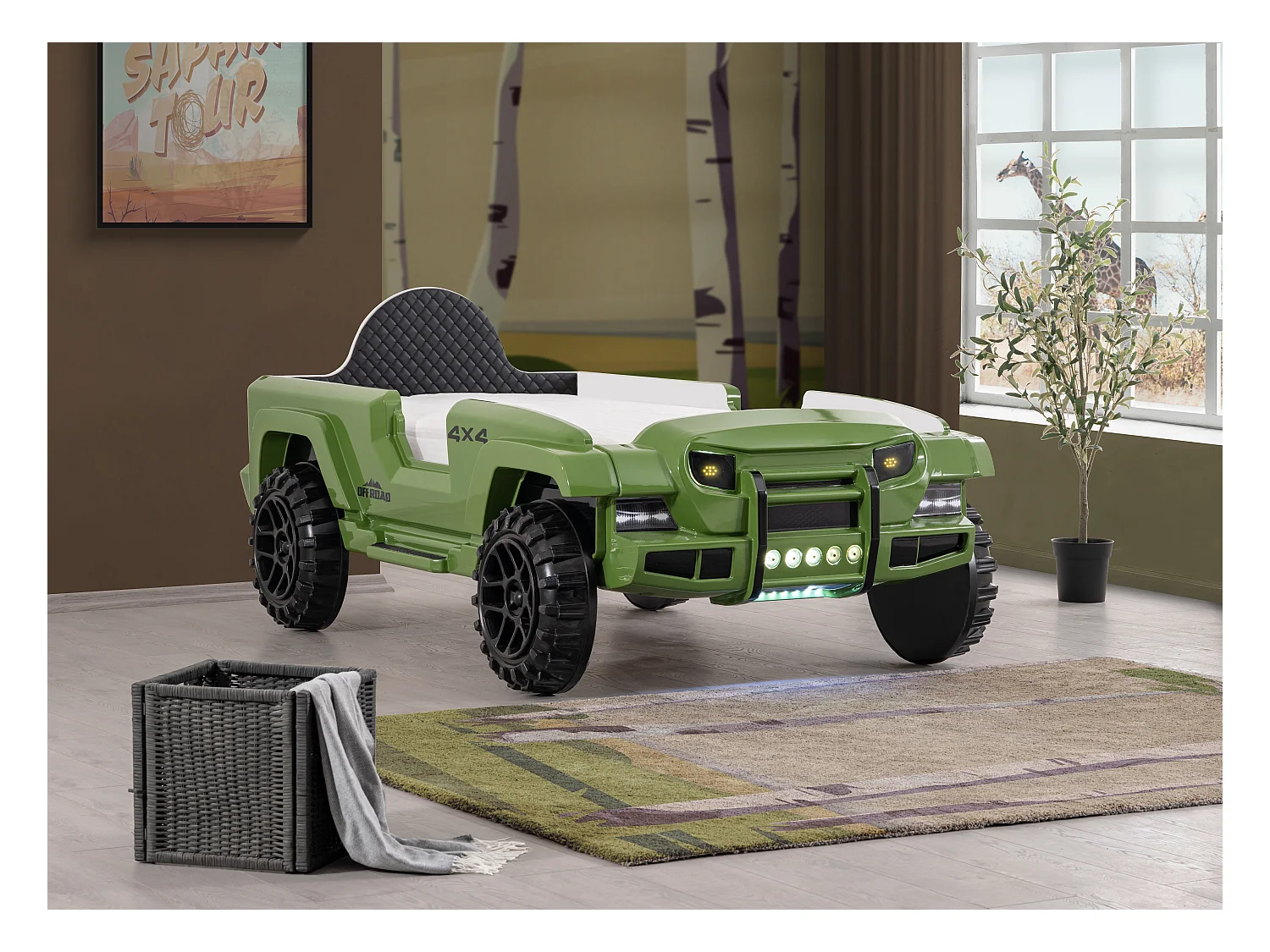 Lit enfant jeep verte