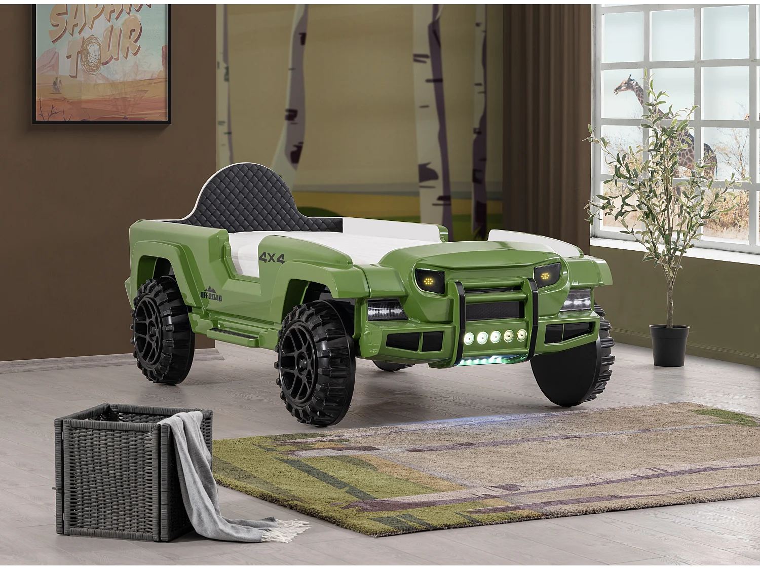 Lit enfant jeep verte