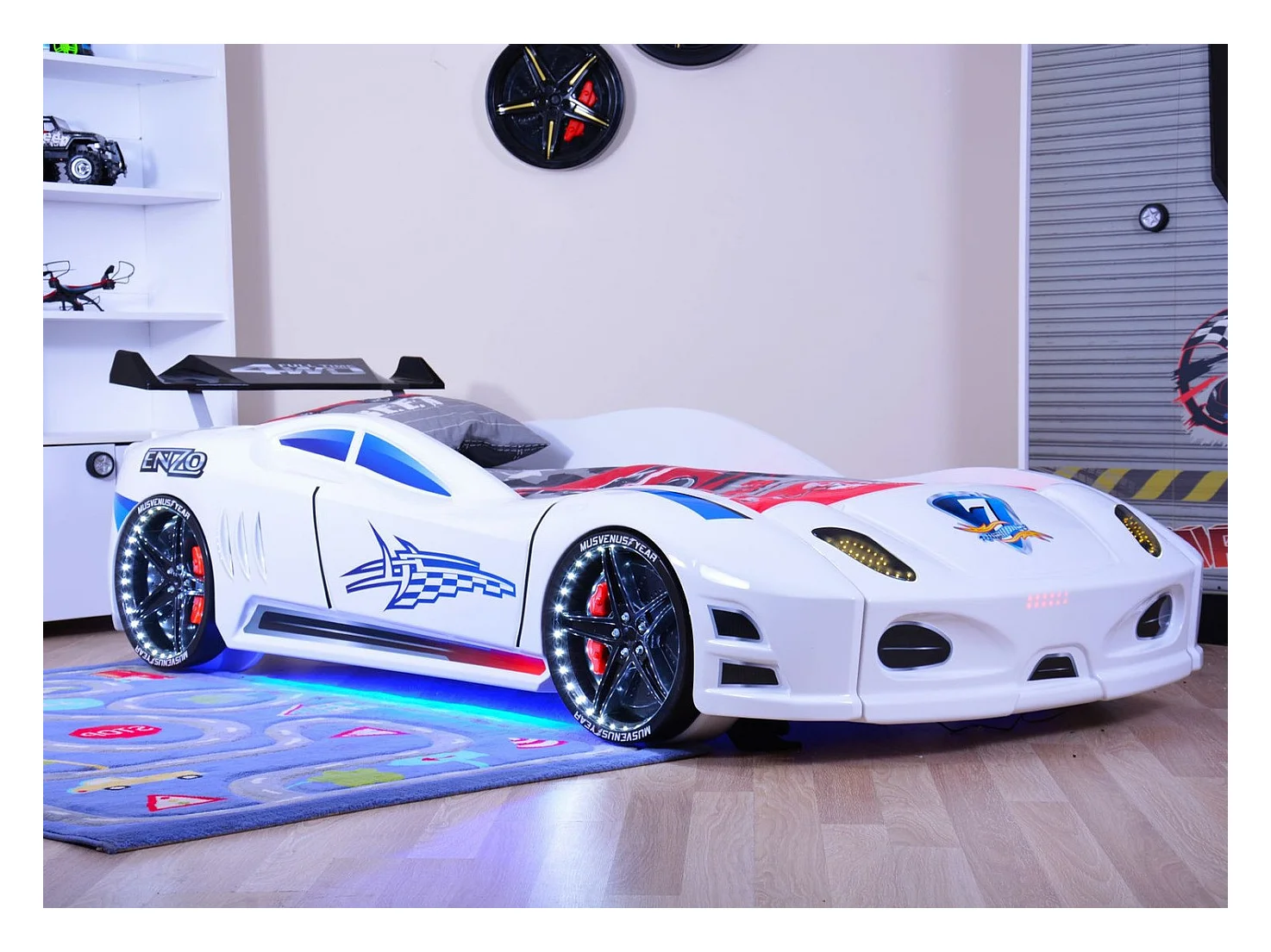 Lit voiture turbo V7 blanche à Led