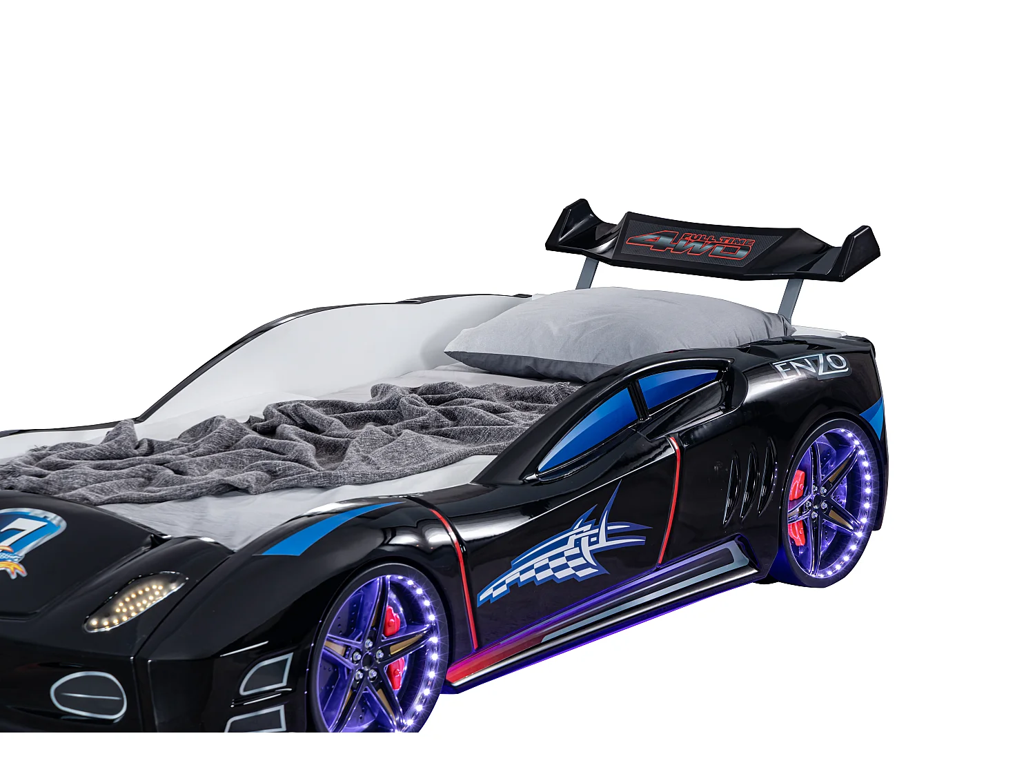 Lit voiture turbo V7 noir à Led