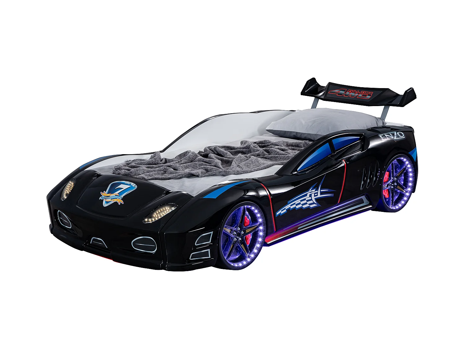 Lit voiture turbo V7 noir à Led
