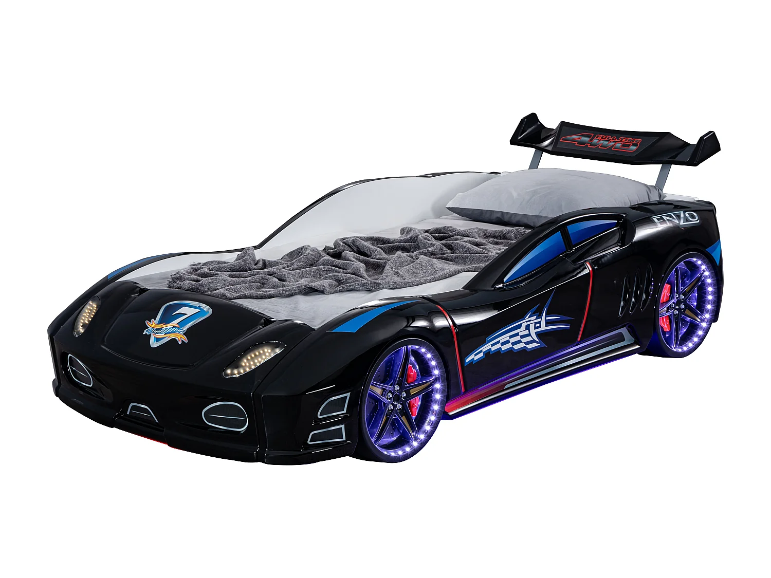 Lit voiture turbo V7 noir à Led