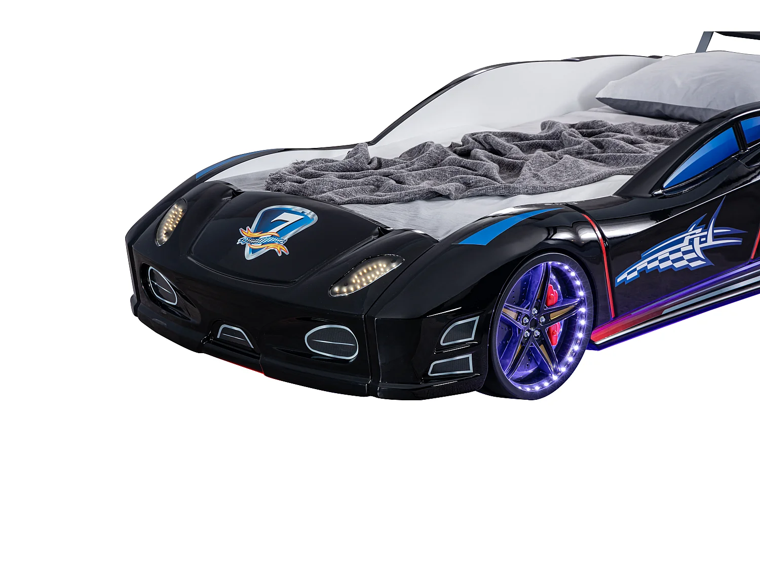 Lit voiture turbo V7 noir à Led