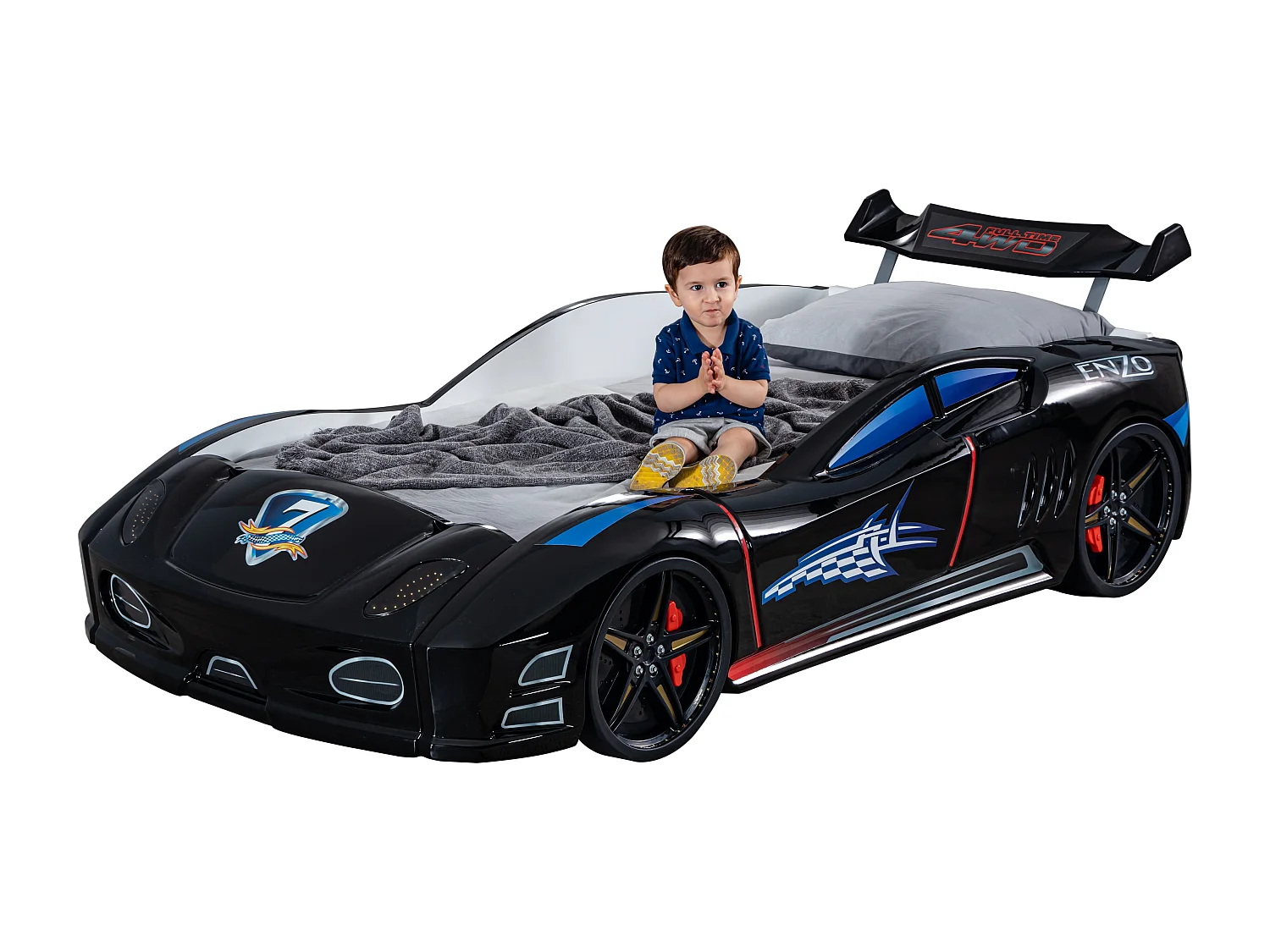 Lit voiture turbo V7 noir à Led