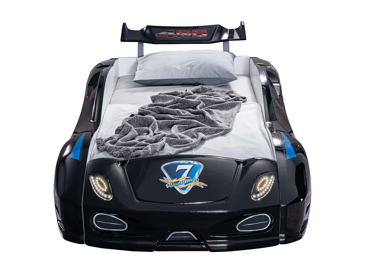 Lit voiture TURBO V7 à LED et bruitages – 90x190-Noir
