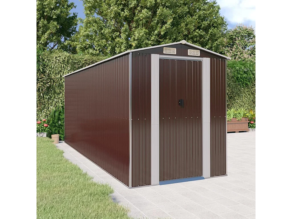 Abri de jardin Marron foncé 192x523x223 Acier galvanisé