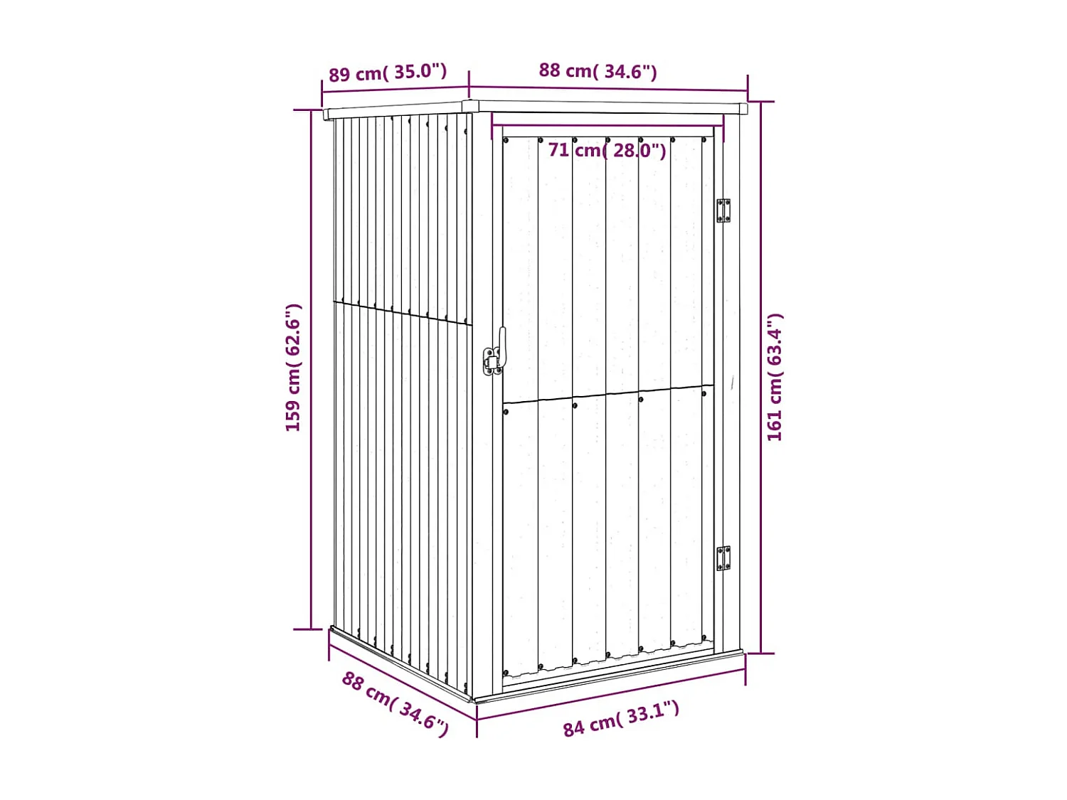 Abri à outils de jardin Gris 88x89x161 Acier galvanisé