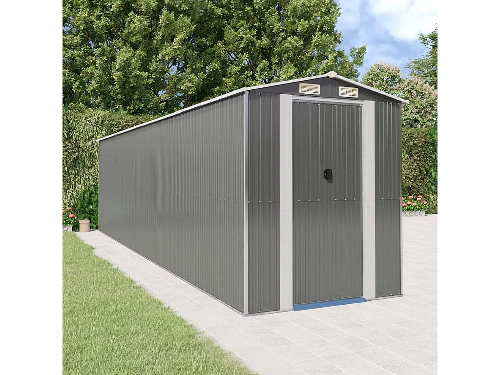 Abri de jardin Gris clair 192x772x223 Acier galvanisé