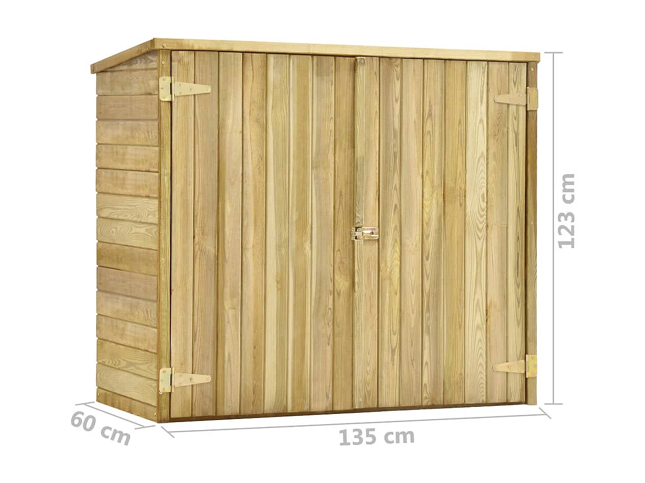 Abri à outils de jardin 135x60x123 Pinède imprégnée