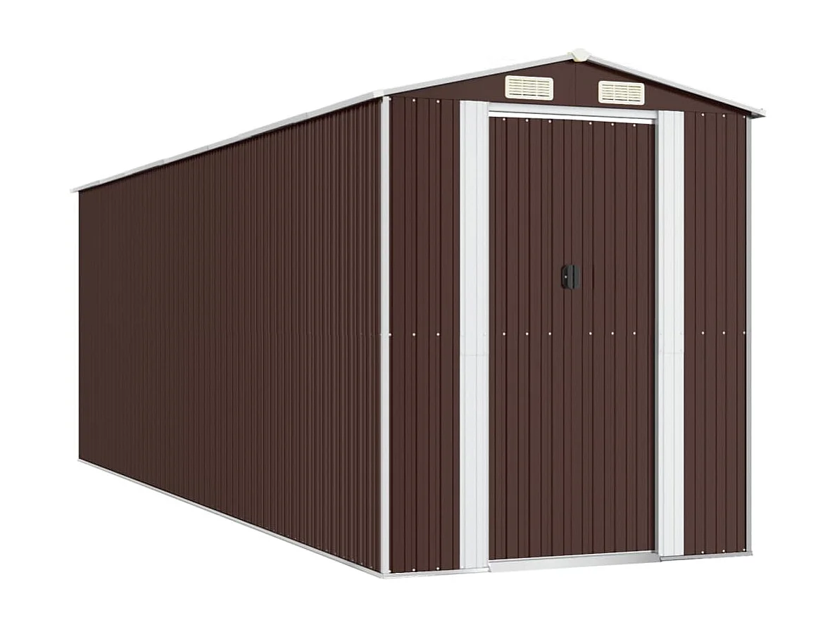 Abri de jardin Marron foncé 192x606x223 Acier galvanisé