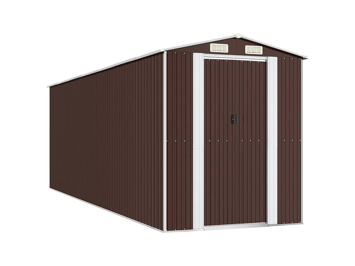 Abri de jardin Marron foncé 192x606x223 Acier galvanisé
