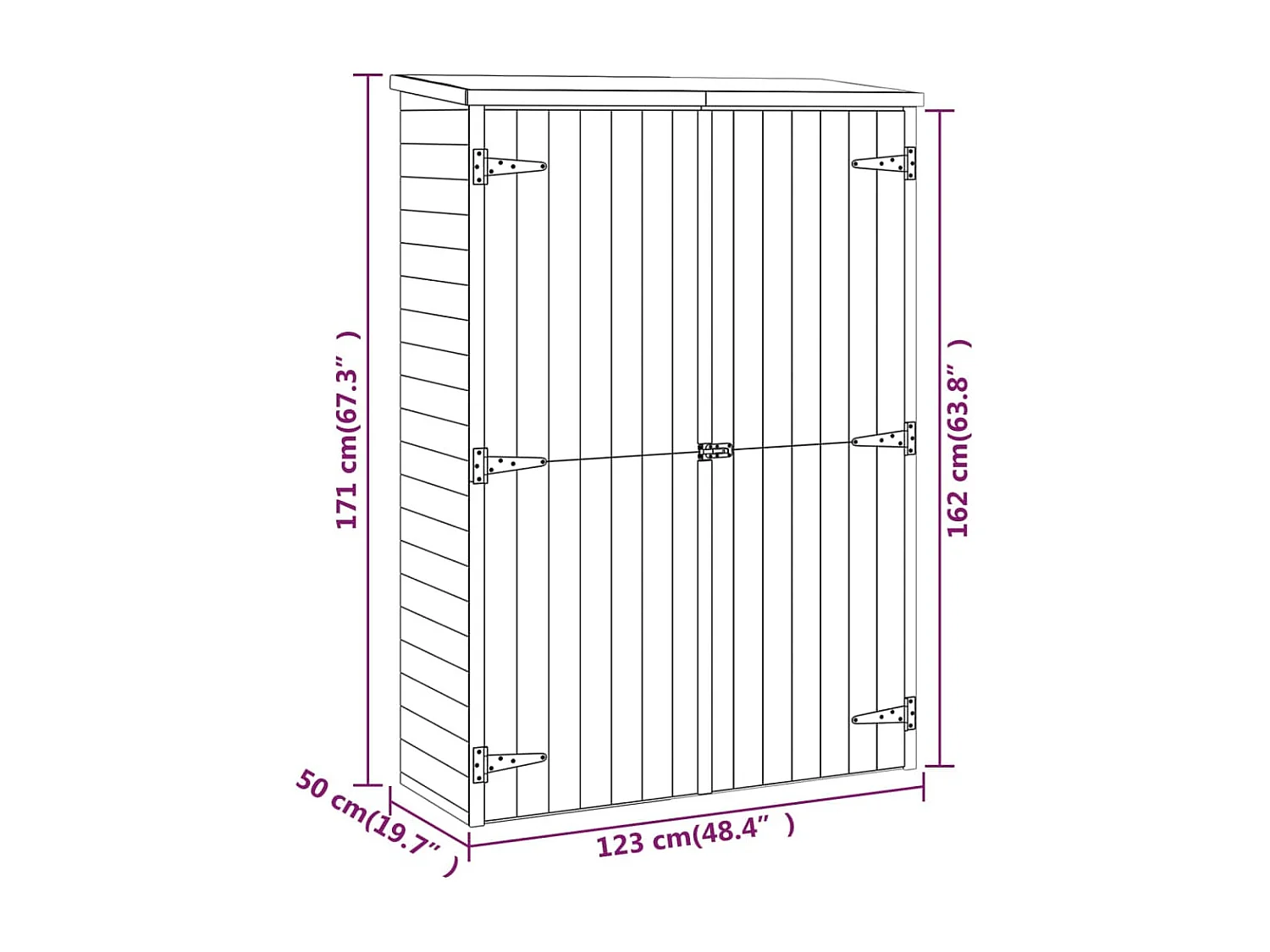 Abri à outils de jardin 123x50x171 Bois de pin imprégné