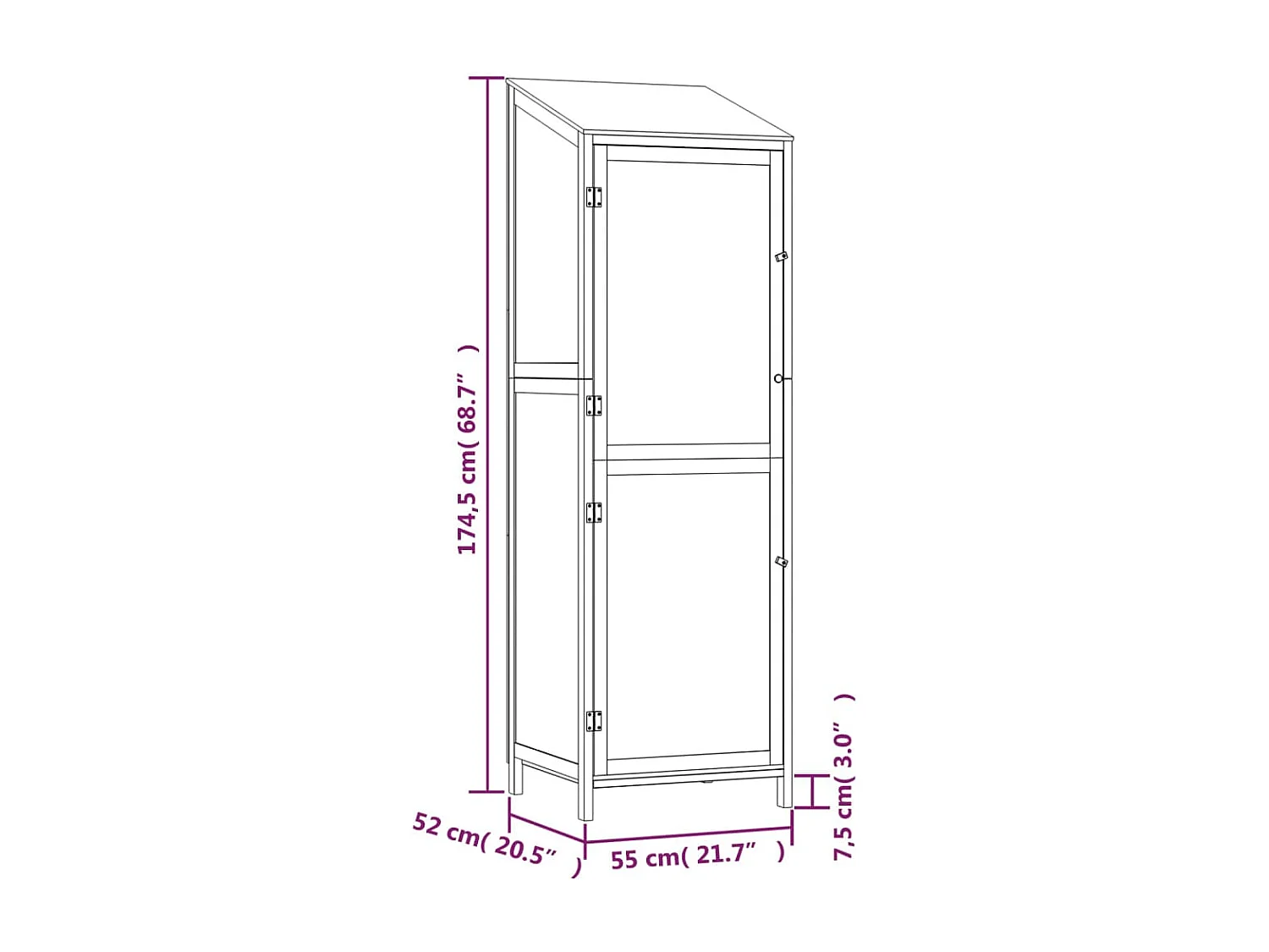 Remise de jardin 55x52x174,5 Bois de sapin solide