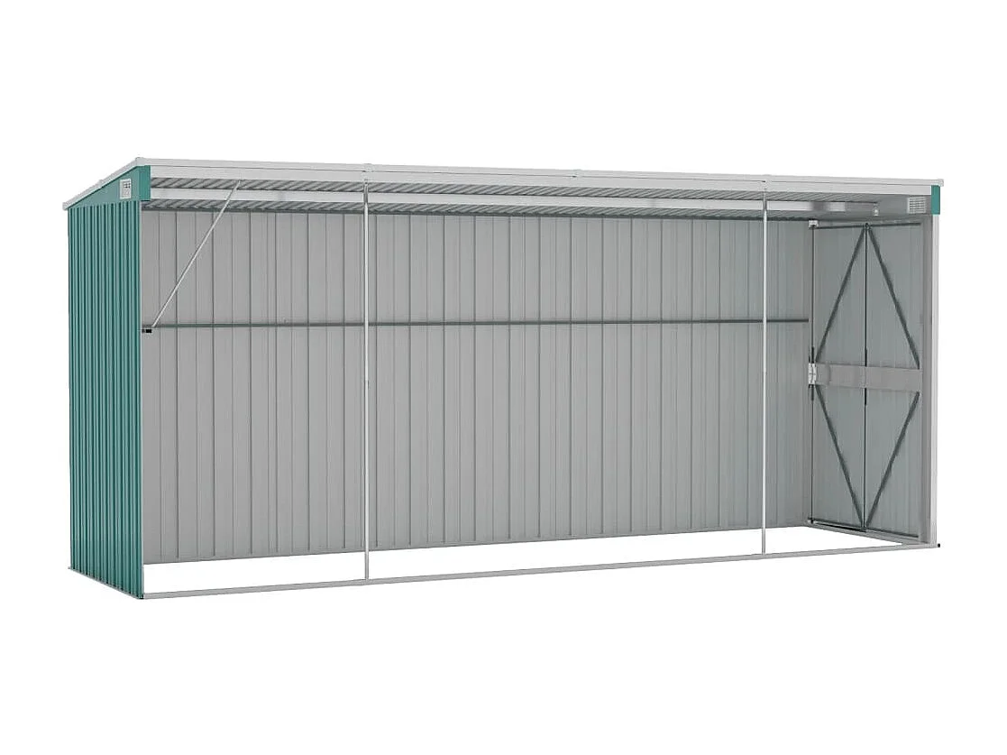 Abri de jardin mural Vert 118x382x178 Acier galvanisé