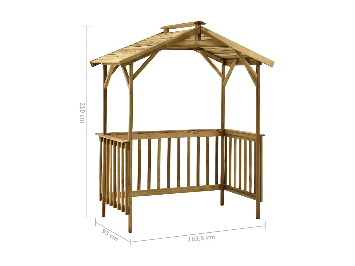 Abri de barbecue 163,5x93x210 Bois de pin imprégné