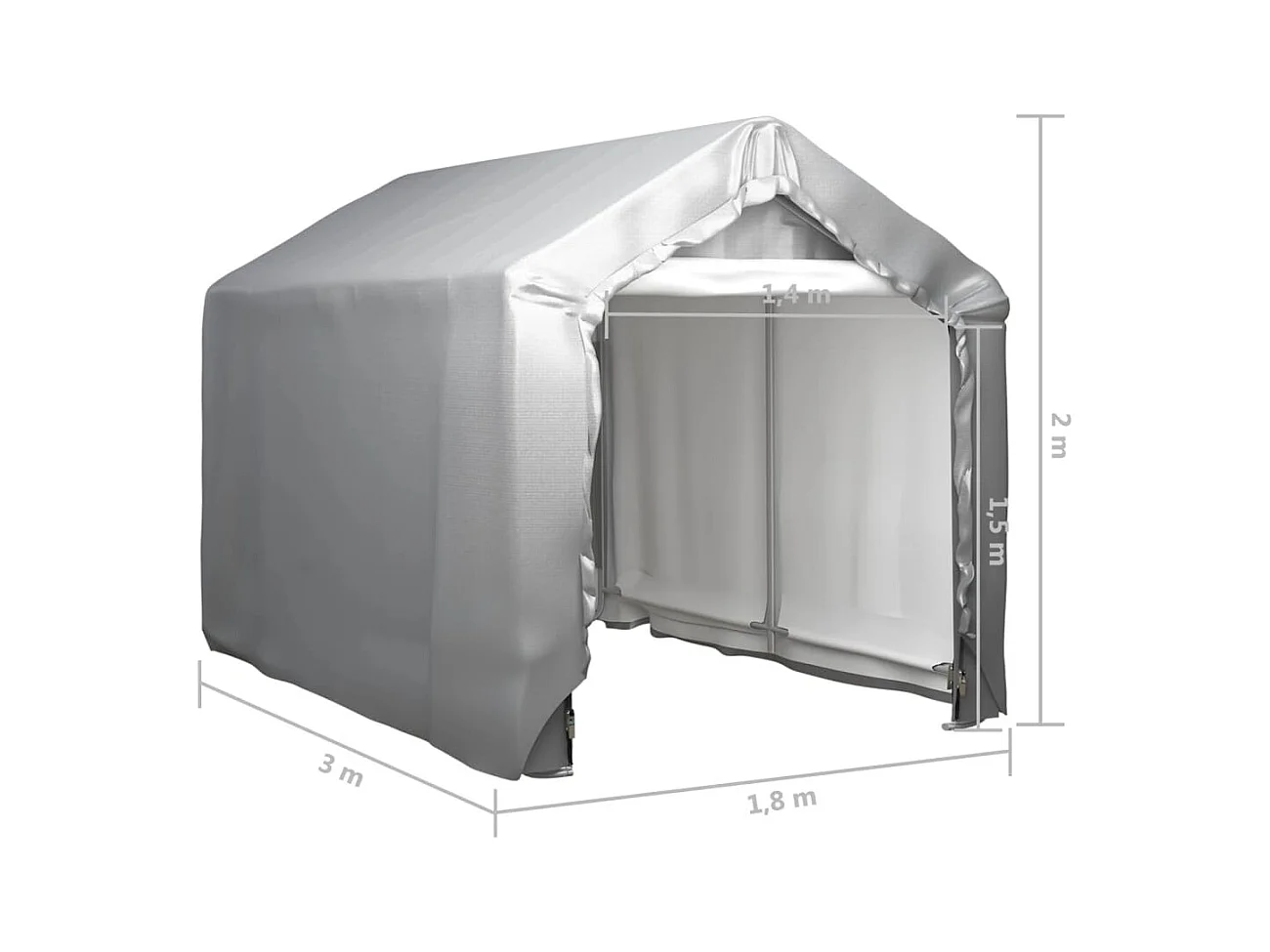 Tente de rangement 180x300 Acier Gris