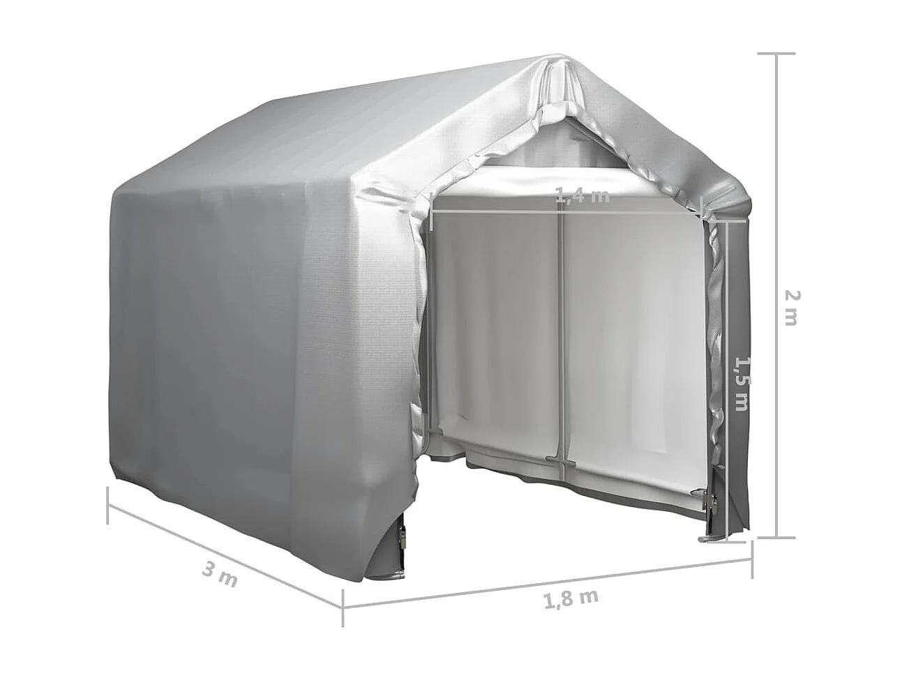 Tente de rangement 180x300 Acier Gris