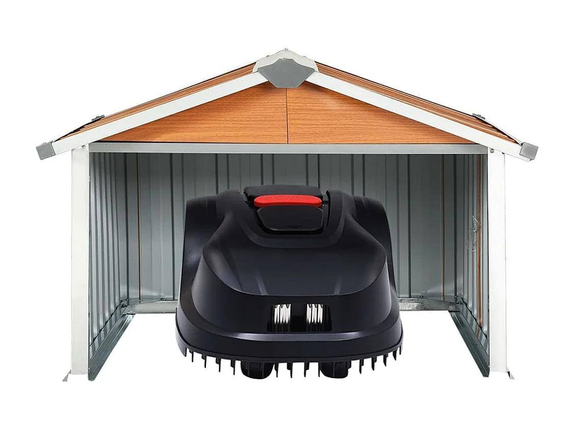 Abri pour robot de jardin 92x97x63 Acier galvanisé Marron