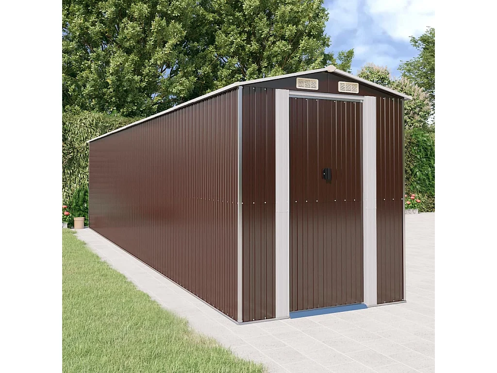 Abri de jardin Marron foncé 192x855x223 Acier galvanisé