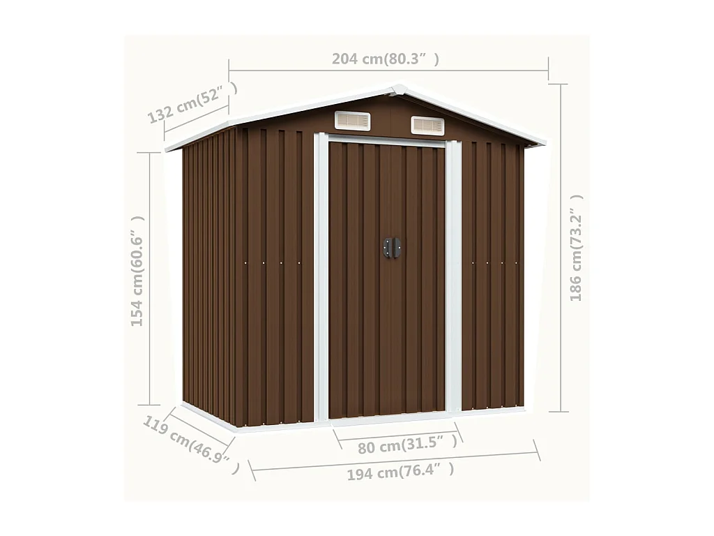 Abri de stockage pour jardin Marron 204x132x186 Acier