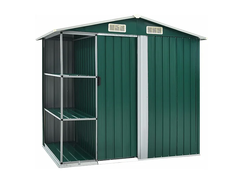 Abri de jardin avec étagère Vert 205x130x183 Fer