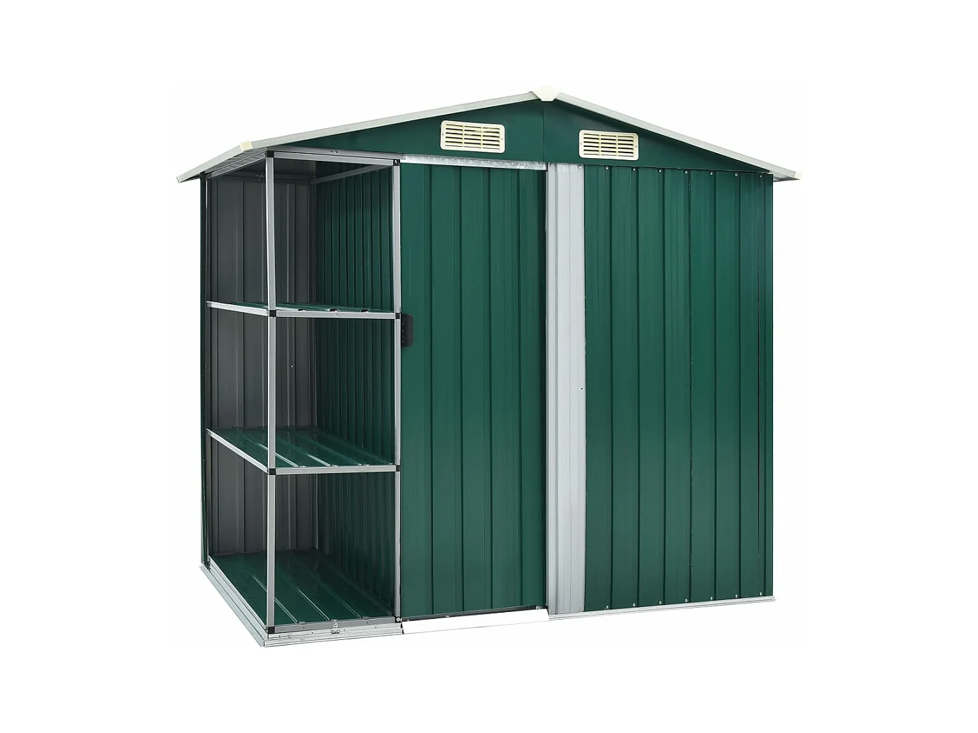 Abri de jardin avec étagère Vert 205x130x183 Fer