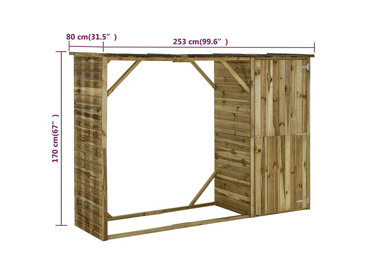 Abri d'outils de jardin Pin 253 x 80x170