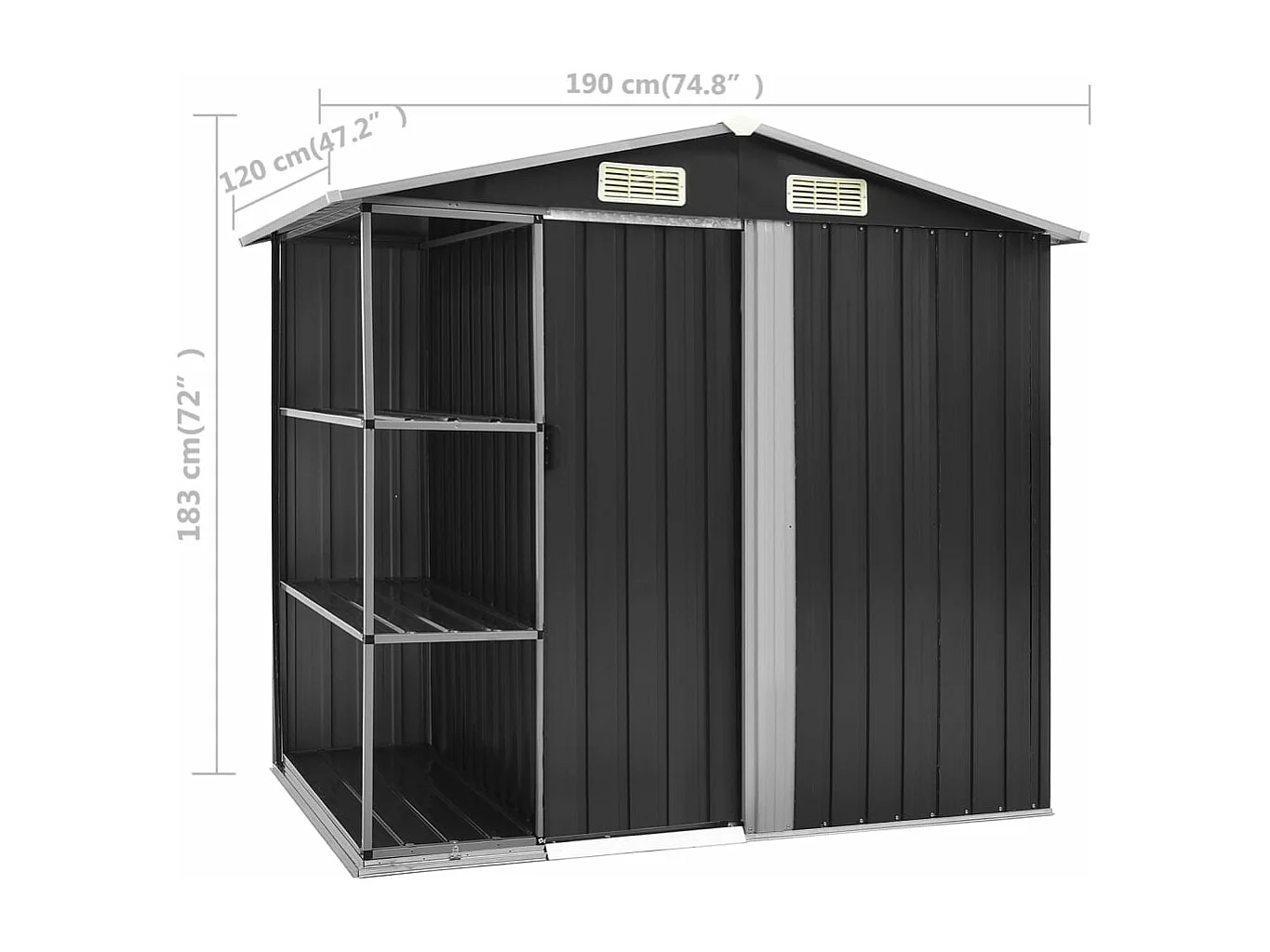 Abri de jardin avec étagère Anthracite 205x130x183 Fer