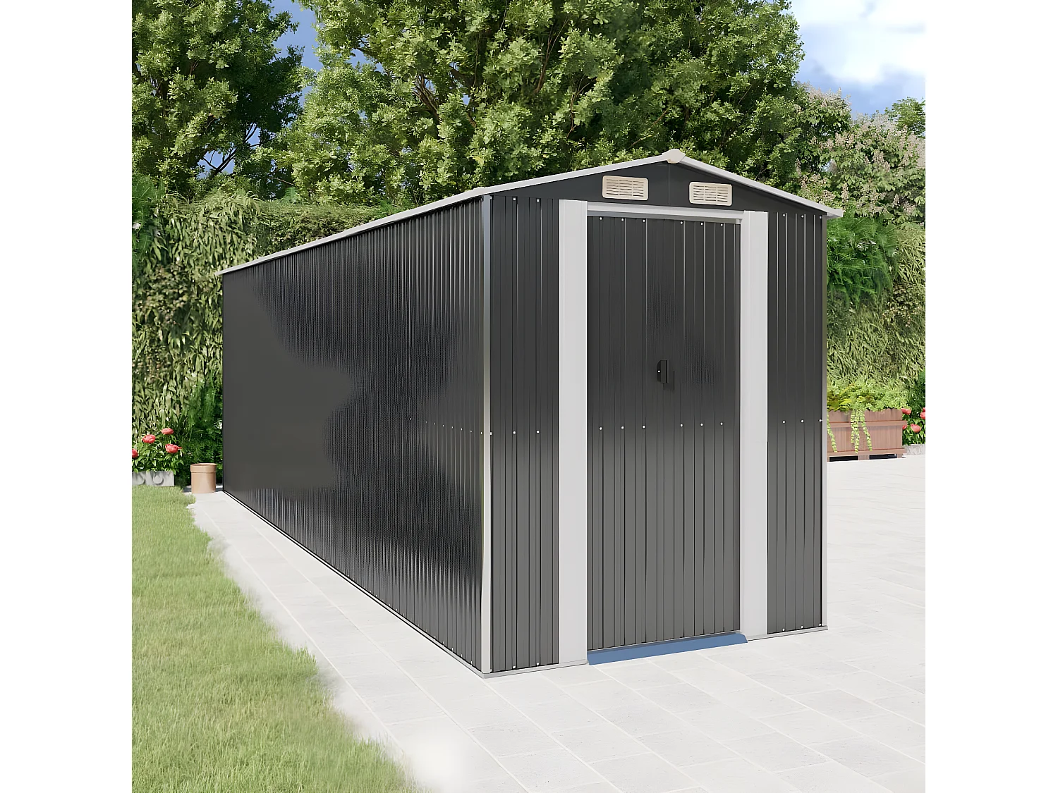 Abri de jardin Anthracite 192x606x223 Acier galvanisé