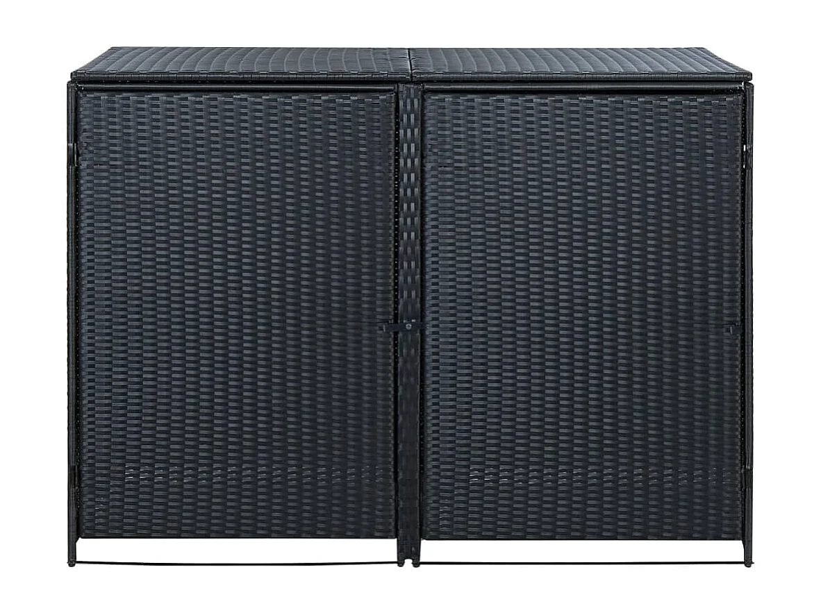 Abris pour poubelle double Résine tressée Noir 148x80x111