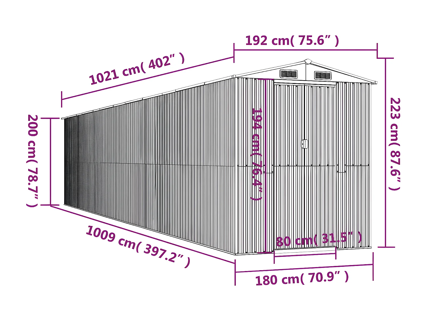 Abri de jardin Anthracite 192x1021x223 Acier galvanisé