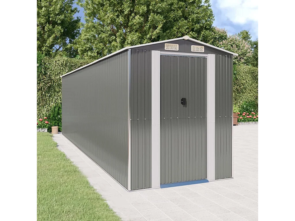Abri de jardin Gris clair 192x689x223 Acier galvanisé