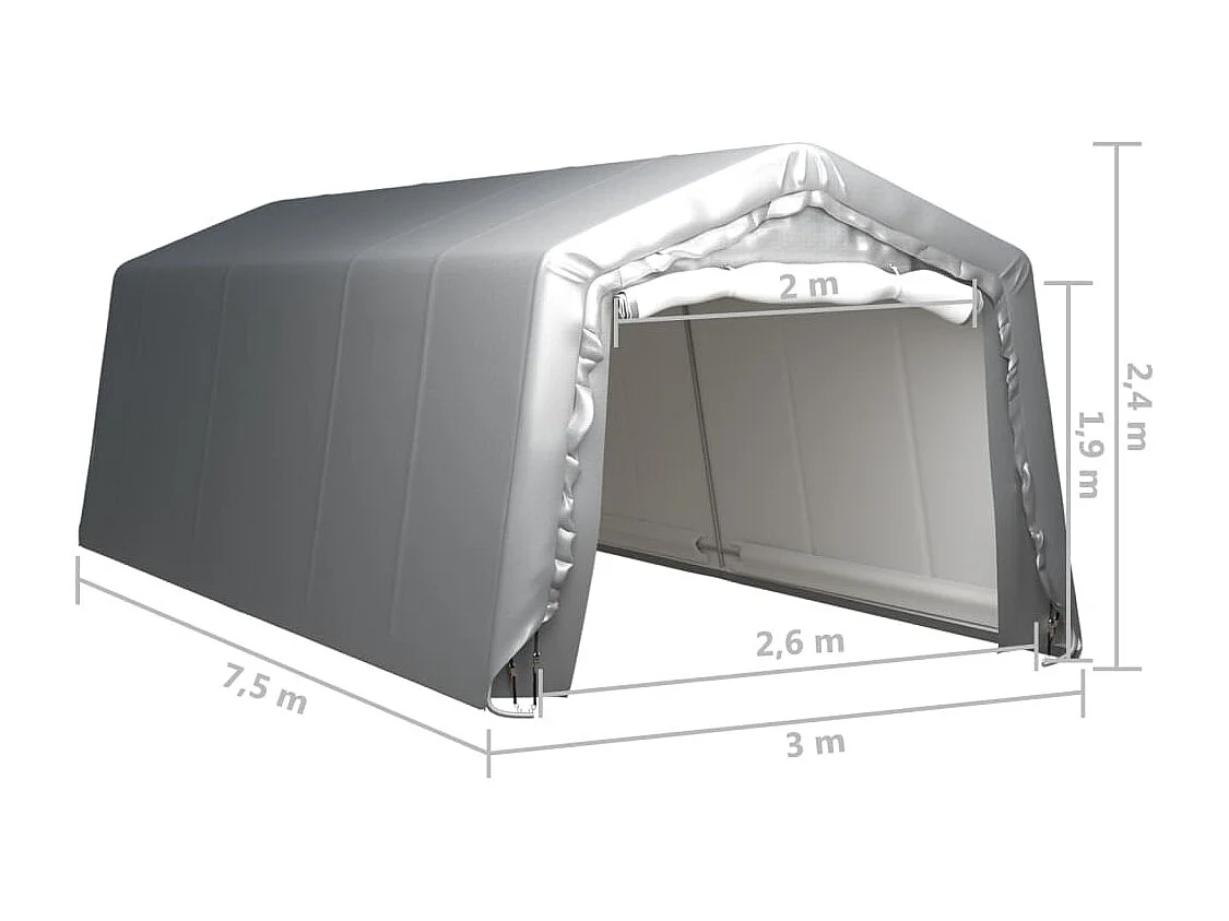 Tente de rangement 300x750 Acier Gris