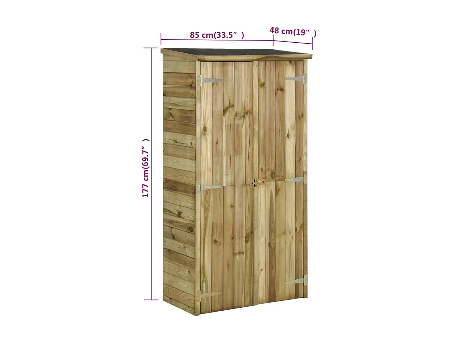 Abri à outils pour jardin Pin 85 x 48x177