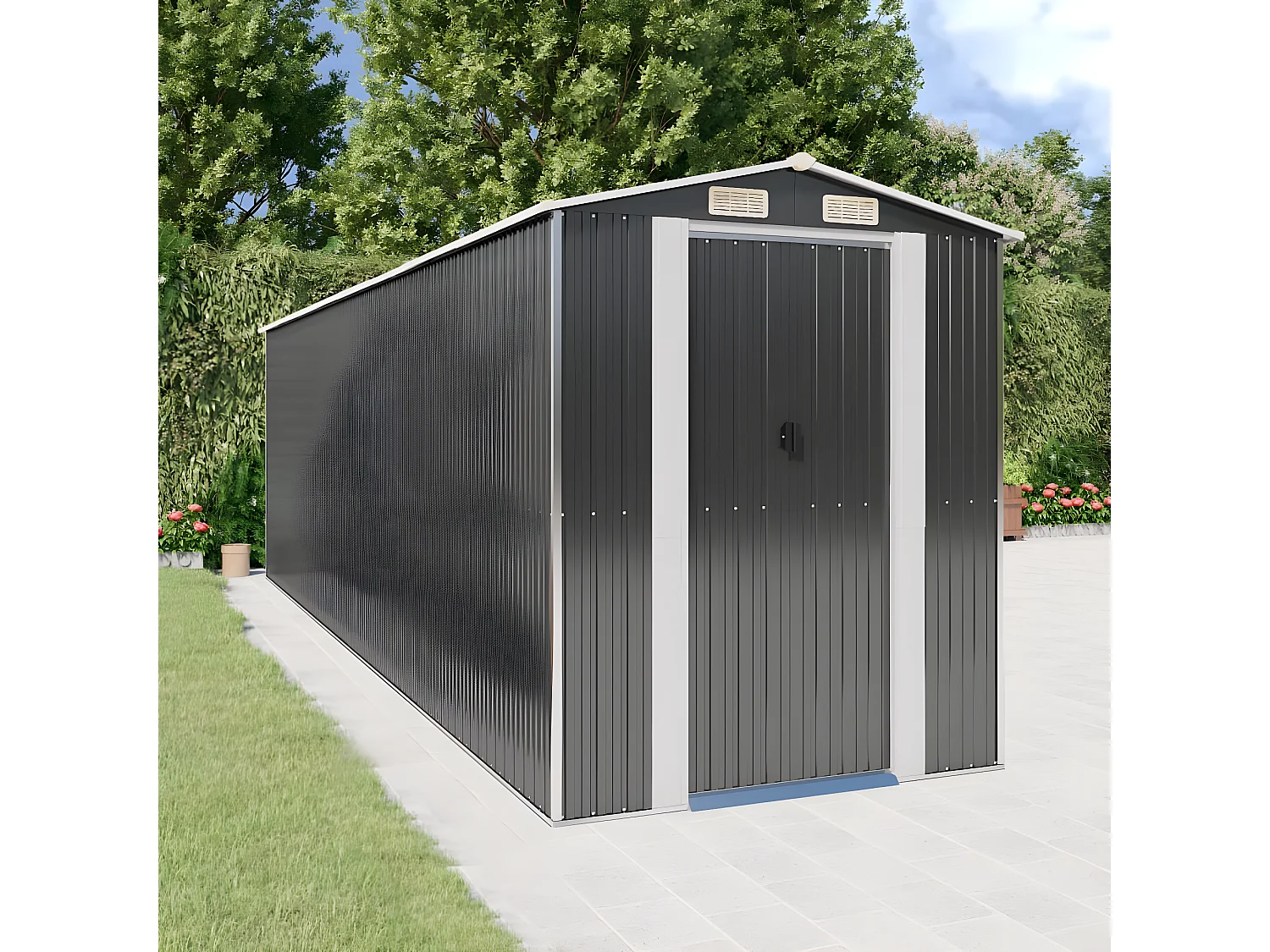 Abri de jardin Anthracite 192x689x223 Acier galvanisé