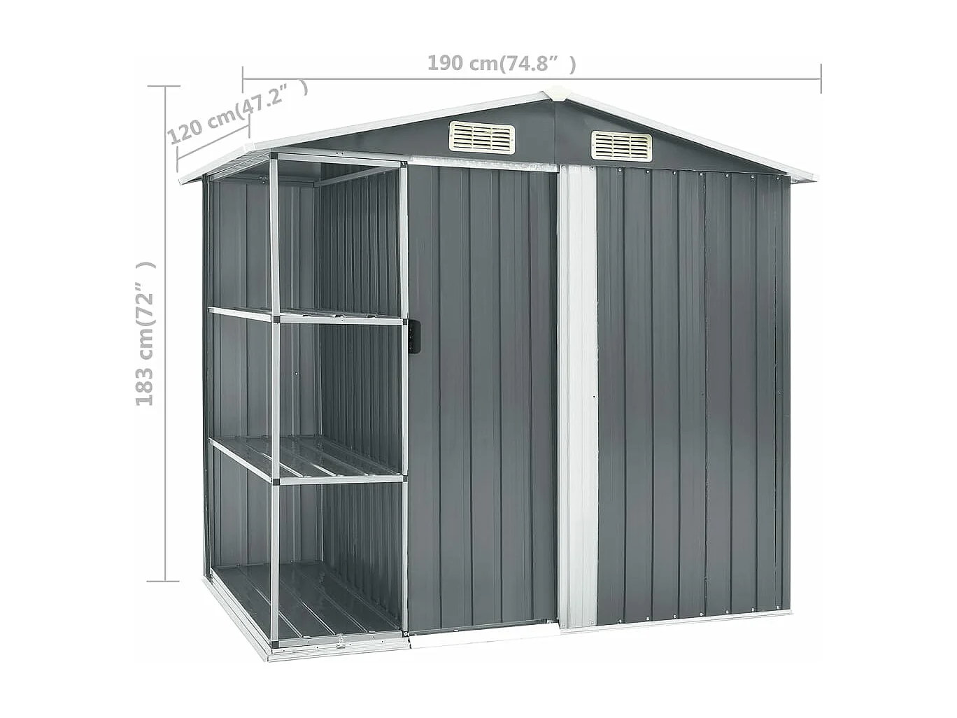 Abri de jardin avec étagère Gris 205x130x183 Fer